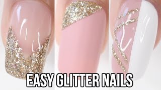 5 EASY Glitter Nail Ideas  Part 3Gold Glitter [upl. by Efrem]