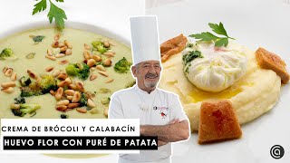 CREMA de brócoli y calabacín 🥄 Huevo FLOR con puré de patata 🥚👨🏻‍🍳 con ARGUIÑANO [upl. by Asilanom]