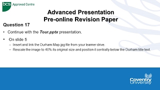 ECDL Coventry University Advanced Presentations PreOnline Revision Paper Question 17  Size [upl. by Hilliary61]