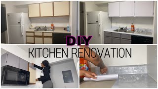 DIY RENTAL APARTMENT FRIENDLY KITCHEN RENOVATION USING CONTACT PAPER 🤍 [upl. by Padraig]