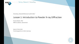 Workshop 2024 Lesson 1 Introduction to powder XRD [upl. by Airolg]