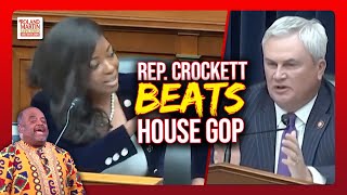 Rep Jasmine Crockett beat GOP with a proverbial folding chair in their House impeachment hearing [upl. by Assilat]