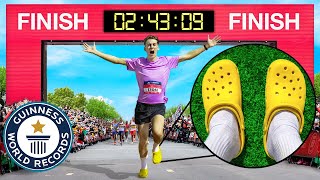 Marathon in Crocs World Record [upl. by Elleined]