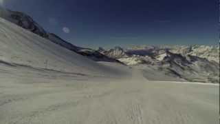 Skiing Kleine Matterhorn to Valtournenche via La pista del ventina [upl. by Anidal598]