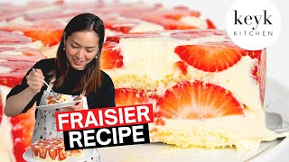 How to Make the Best Homemade Fraisier Strawberry Layer Cake  Keyk Kitchen [upl. by Aztinay]