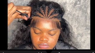 🔥Curly frontal wig install on low hairline w style [upl. by Anairuy836]