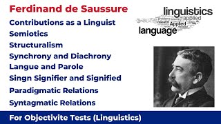 Ferdinand de Saussure as Linguist  Famous Linguists  Langue Parole  Paradigmatic and Syntagmatic [upl. by Attenev]