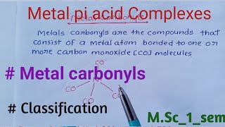 Metal pi acid Complexes Metal carbonyls [upl. by Weylin]