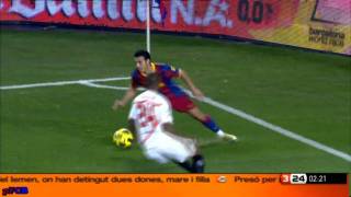 FCBarcelona 50 Sevilla  Messi Villa Alves Liga BBVA 30102010 J9 Highlights HQ CAT [upl. by Sila720]