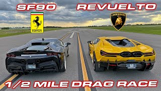 REVUELTO vs SF90 180 MPH 12 Mile Drag Race [upl. by Jeraldine]