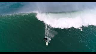 Surfing Merewether Big Saturday Morning Session Drone 4K [upl. by Anailuig]