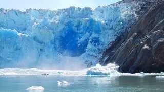 Massive Glacier Calving creating huge blue ice wall  Great event worth watching [upl. by Harvie]