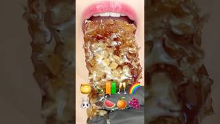 ASMR EMOJI FOOD 🍯🍾🟧🟩🥂🌈🐰🦔🍉🍊🍇 이모지 먹방 sped up [upl. by Alonzo]