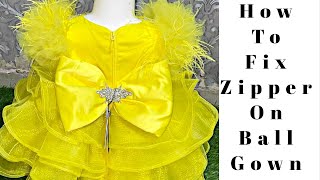 How To Fix ZIP On Kids Ball GownHow to Attach Zipper to Girls Ball Dress with Linning [upl. by Yolande570]