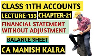 Balance Sheet  Chapter21  Financial Statement Without Adjustment  Class11 Accounts [upl. by Polik]