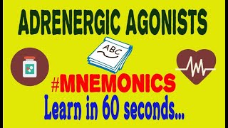 Adrenergic Agonists Learn in 60 Seconds with Mnemonics  PharmCept [upl. by Retswerb]