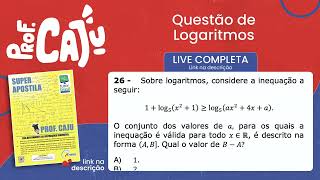 UEMS 2022 26 📘 LOGARITMO Sobre logaritmos considere a inequação a seguir 1  log₅x²1 ≥ log [upl. by Nygem]