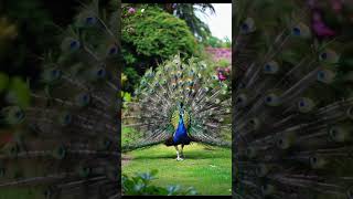 Peafowl walking in a gardenpeafowl birds shortsfeed nature shorts viralvideo trending [upl. by Terris]