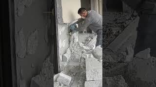 Worker remove insulation styrofoam wall [upl. by Publia]