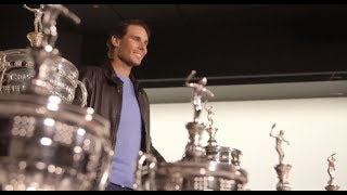 Rafael Nadal receives a silver replica of Conde de Godó Trophy from Barcelona Open [upl. by Gibby]