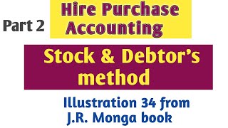 PART 2 Stock and Debtors Method of Hire Purchase JRMonga book Illustration  Bcom first sem Acc [upl. by Nodaj448]