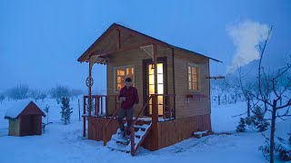 Winter Camping in My Cozy Wooden House  Off Grid Log Cabin  Surviving Heavy Snowfall [upl. by Ahsilif]