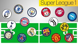 Football Clubs Marble Race  UEFA Super League [upl. by Suhpesoj]