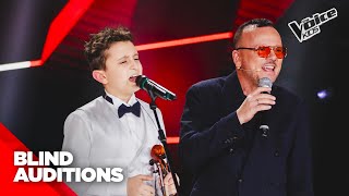 Francesco e il suo violino conquistano Gigi D’Alessio  The Voice Kids 3 Blind Auditions [upl. by Oicanata]