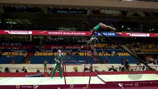 DARIES Naveen RSA  2018 Artistic Worlds Doha QAT  Qualifications Uneven Bars [upl. by Ferrell]