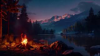 12 HOURS  Cozy Campfire by a Rainy Lake  Relaxing ASMR Ambience for Sleep Study amp Relaxation [upl. by Juliann]