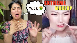 Reacting to Viral Extreme Makeup Transformation Reels [upl. by Stearn]