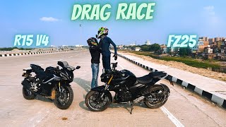 Yamaha R15 v4 VS Fz25 Drag Race  Moto Nation [upl. by Eglanteen]