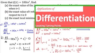 Applications of Differentiation  Finding the Instantaneous Rate of Change and Turning Points [upl. by Euqinim400]