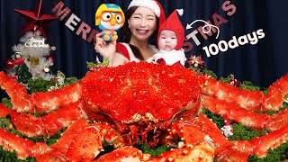 Merry Christmas🎄 메리 크리스마스 킹크랩 with 미소 💛🎅 King Crab Seafood Christmas Mukbang ASMR Ssoyoung [upl. by Ansela528]