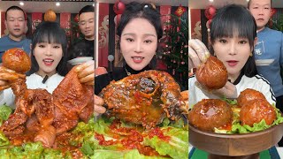 Spıcy Chinese food 🌶 SOSLU ÇİN YEMEKLERİ YEME Family Mukbang Sheep brainhead blood sausage 먹방 [upl. by Freytag]