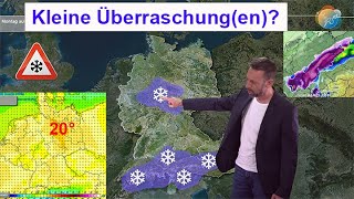 Das Wichtigste in Kürze Kleine Überraschungen Schnee im Bergland 20° bald im Flachland amp dann [upl. by Urson]