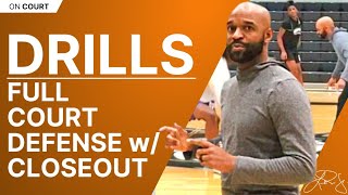 Full Court Defensive Conditioning Drill w Slides amp Closeouts [upl. by Ellerehs]