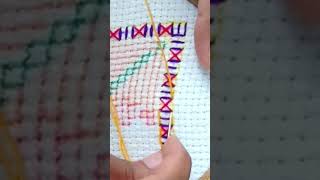 Cross Stitch Embroidery on Bed Sheet Embroidered Pillow Embroidery for beginners sahandembroidery [upl. by Anahtor]