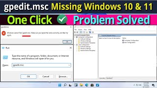 How To Fix gpedit msc Group Policy Editor Missing in Windows 11 amp 10  gpedit msc windows 11 missing [upl. by Osanna]