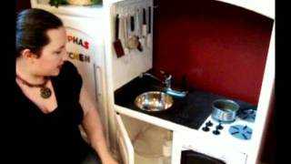 Tour of DIY Play Kitchen from an Entertainment Center [upl. by Aniweta]