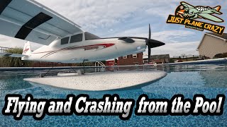 Flying and Crashing the UMX Turbo Timber From the Swimming Pool [upl. by Anihpesoj70]