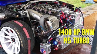 The Terminator  1400 hp BMW M5 S38 turbo 38L inline6 engine drag car full throttle sound [upl. by Pansie]