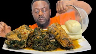 EXTREMELY SPICY EFO RIRO amp EBA MUKBANG Turkey wings  Nigerian food Soft Eating Sounds [upl. by Pacifa]