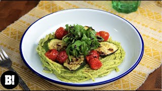 Roasted Courgette Pesto Pasta Quick Easy Vegan Recipe [upl. by Ominoreg]