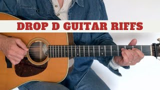 DROP D ACOUSTIC GUITAR RIFFS  Flatpicking Guitar Lesson [upl. by Marlena]