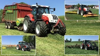 1 SCHNITT 2018  Gras silieren  Steyr 6230 CVT  Steyr 4085 Kompakt [upl. by Backler]