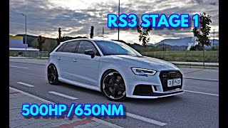 AUDI RS3 STAGE 1 500HP  SOUND ACCELERATIONS FLYBYS [upl. by Fineman63]