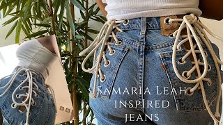 SAMARIA LEAH INSPIRED LACE UP JEANS TUTORIAL [upl. by Aivatco]