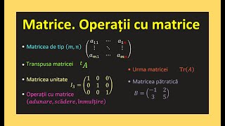 Matrice clasa a 11 a ordin 2 3 bac matematica exercitii inmultirea matricelor cu un scalar transpusa [upl. by Nallaf674]