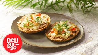 Molletes con frijoles y queso  Delicioso [upl. by Bennett680]